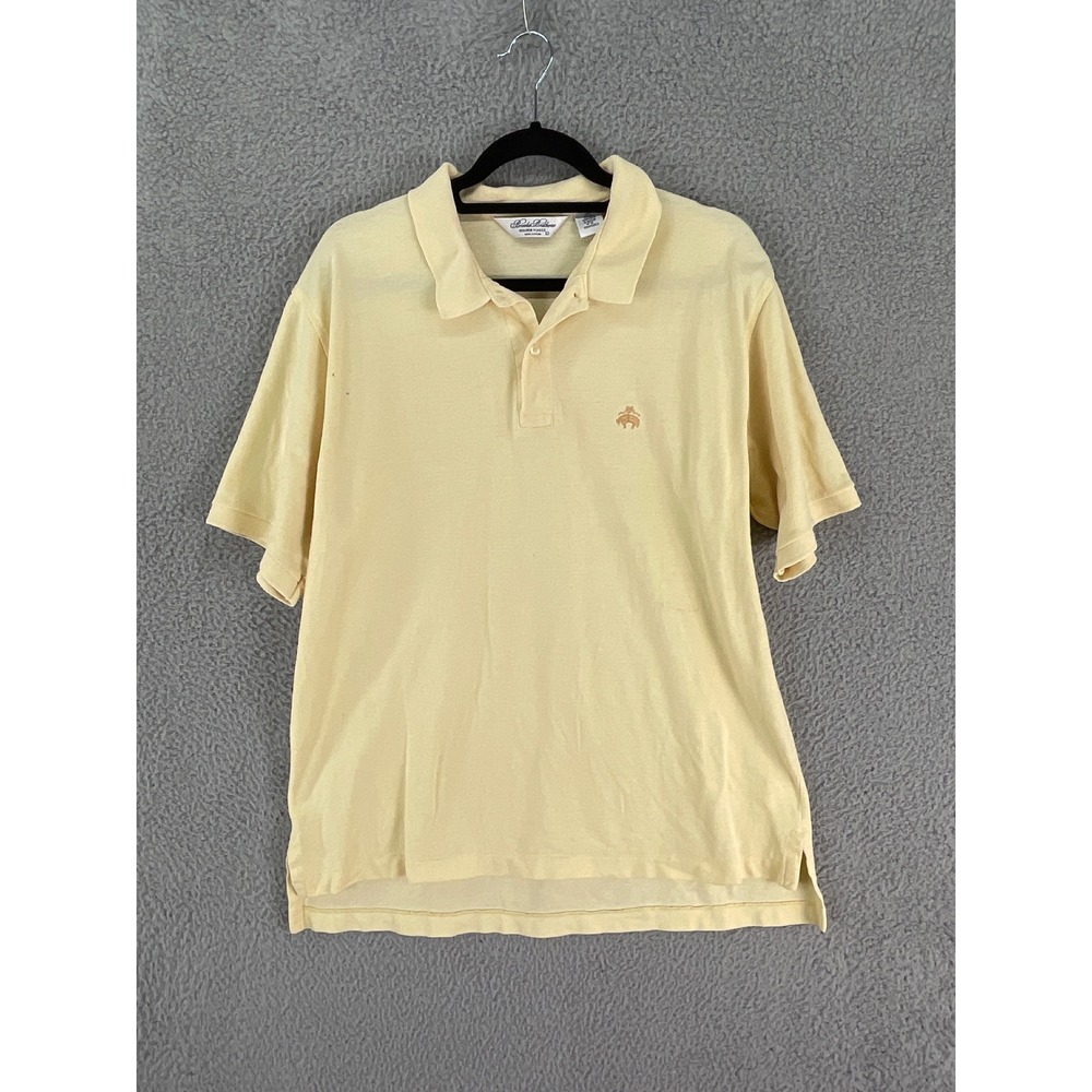 Brooks Brothers Polo Shirt Mens L Yellow Golden Fleece Cotton Pique Short Preppy